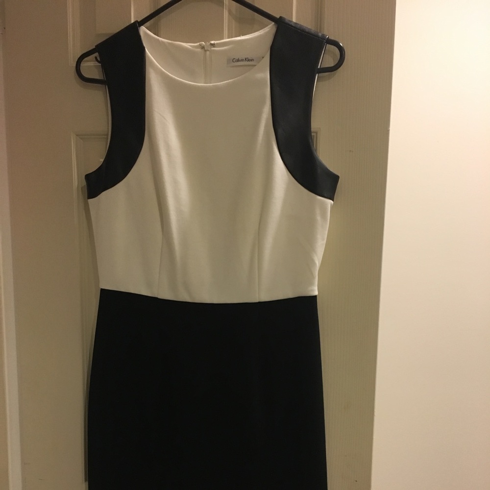 Calvin Klein mid length black and white dress